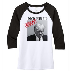 Lock Him Up Donald Trump Guilty Mugshot Women's Tri-Blend 3/4-Sleeve Raglan Shirt