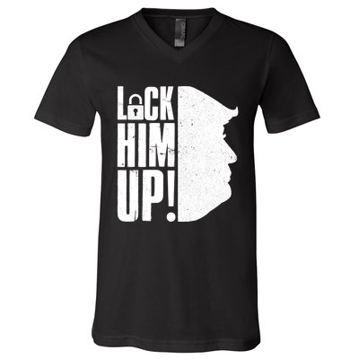 Lock Him Up Democrat Anti Trump Impeach 45 Resist Resign V-Neck T-Shirt