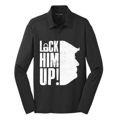 Lock Him Up Democrat Anti Trump Impeach 45 Resist Resign Silk Touch Performance Long Sleeve Polo