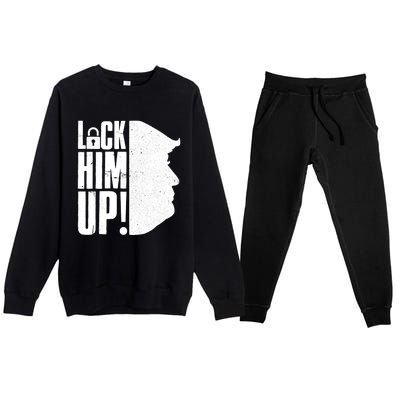 Lock Him Up Democrat Anti Trump Impeach 45 Resist Resign Premium Crewneck Sweatsuit Set