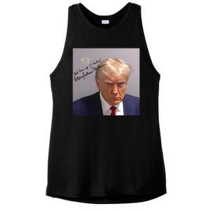 Lock Him Up Funny Hilary Clinton Donald Trump Mugshot Ladies PosiCharge Tri-Blend Wicking Tank