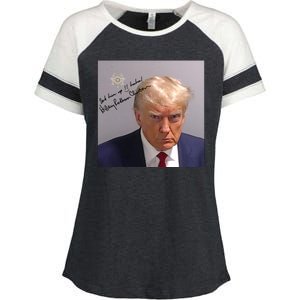 Lock Him Up Funny Hilary Clinton Donald Trump Mugshot Enza Ladies Jersey Colorblock Tee