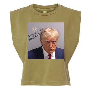 Lock Him Up Funny Hilary Clinton Donald Trump Mugshot Garment-Dyed Women's Muscle Tee