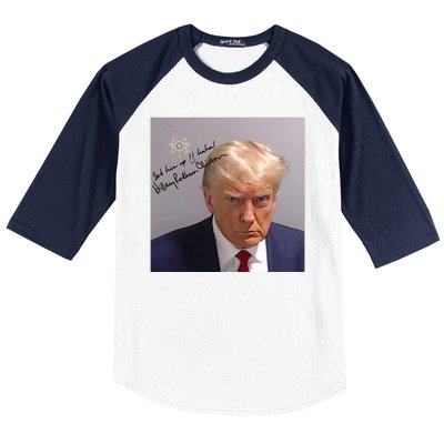 Lock Him Up Funny Hilary Clinton Donald Trump Mugshot Baseball Sleeve Shirt