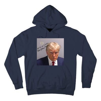 Lock Him Up Funny Hilary Clinton Donald Trump Mugshot Tall Hoodie