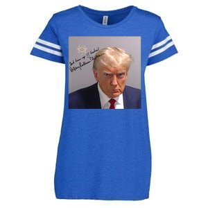 Lock Him Up Funny Hilary Clinton Donald Trump Mugshot Enza Ladies Jersey Football T-Shirt