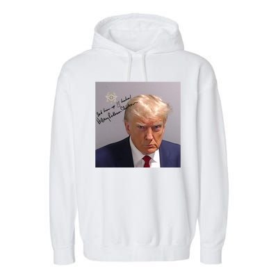 Lock Him Up Funny Hilary Clinton Donald Trump Mugshot Garment-Dyed Fleece Hoodie