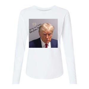 Lock Him Up Funny Hilary Clinton Donald Trump Mugshot Womens Cotton Relaxed Long Sleeve T-Shirt