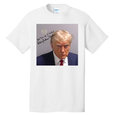 Lock Him Up Funny Hilary Clinton Donald Trump Mugshot Tall T-Shirt