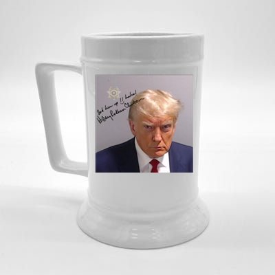 Lock Him Up Funny Hilary Clinton Donald Trump Mugshot Beer Stein