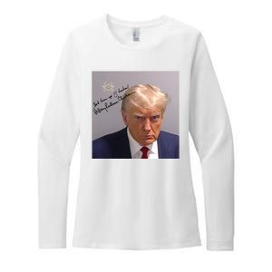 Lock Him Up Funny Hilary Clinton Donald Trump Mugshot Womens CVC Long Sleeve Shirt