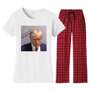 Lock Him Up Funny Hilary Clinton Donald Trump Mugshot Women's Flannel Pajama Set