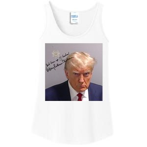 Lock Him Up Funny Hilary Clinton Donald Trump Mugshot Ladies Essential Tank