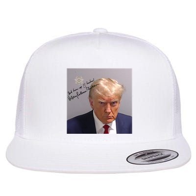 Lock Him Up Funny Hilary Clinton Donald Trump Mugshot Flat Bill Trucker Hat