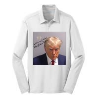 Lock Him Up Funny Hilary Clinton Donald Trump Mugshot Silk Touch Performance Long Sleeve Polo