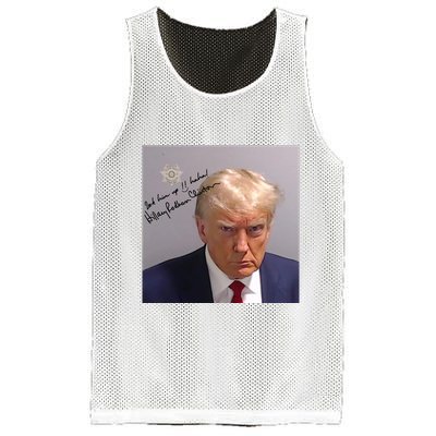 Lock Him Up Funny Hilary Clinton Donald Trump Mugshot Mesh Reversible Basketball Jersey Tank