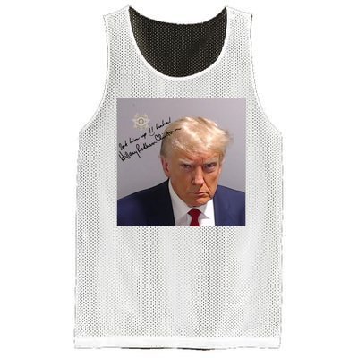 Lock Him Up Funny Hilary Clinton Donald Trump Mugshot Mesh Reversible Basketball Jersey Tank