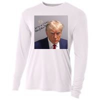 Lock Him Up Funny Hilary Clinton Donald Trump Mugshot Cooling Performance Long Sleeve Crew