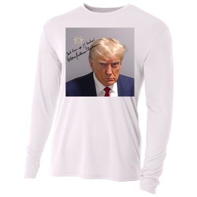 Lock Him Up Funny Hilary Clinton Donald Trump Mugshot Cooling Performance Long Sleeve Crew