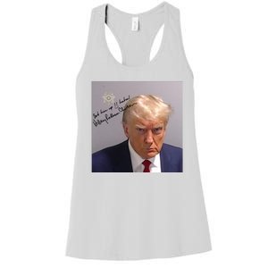 Lock Him Up Funny Hilary Clinton Donald Trump Mugshot Women's Racerback Tank