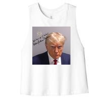 Lock Him Up Funny Hilary Clinton Donald Trump Mugshot Women's Racerback Cropped Tank