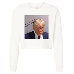 Lock Him Up Funny Hilary Clinton Donald Trump Mugshot Cropped Pullover Crew