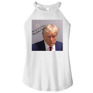 Lock Him Up Funny Hilary Clinton Donald Trump Mugshot Women's Perfect Tri Rocker Tank