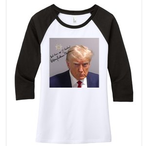 Lock Him Up Funny Hilary Clinton Donald Trump Mugshot Women's Tri-Blend 3/4-Sleeve Raglan Shirt