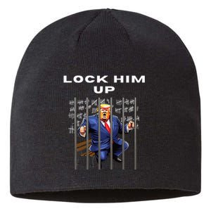 Lock Him Up Antitrump Djt Incarceration Jail Trump Sustainable Beanie