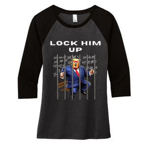 Lock Him Up Antitrump Djt Incarceration Jail Trump Women's Tri-Blend 3/4-Sleeve Raglan Shirt