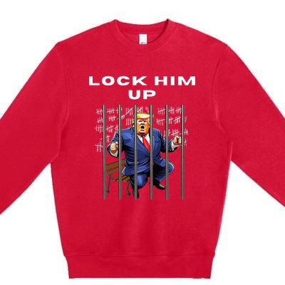 Lock Him Up Antitrump Djt Incarceration Jail Trump Premium Crewneck Sweatshirt