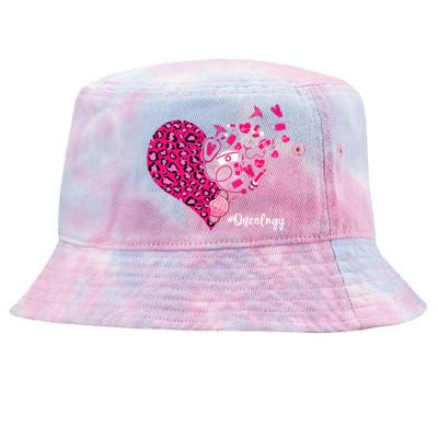 Leopard Heart Valentines Day Cute Stethoscope Oncology Nurse Gift Tie-Dyed Bucket Hat