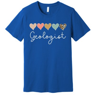 Leopard Hearts Valentines Day For Team Geologist Valentine Meaningful Gift Premium T-Shirt