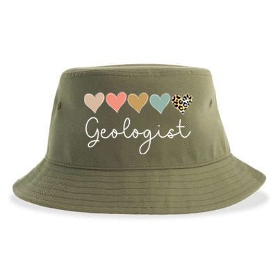 Leopard Hearts Valentines Day For Team Geologist Valentine Meaningful Gift Sustainable Bucket Hat