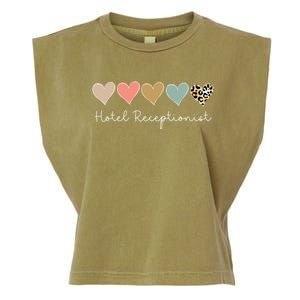 Leopard Hearts Valentines Day For Team Hotel Receptionist Meaningful Gift Garment-Dyed Women's Muscle Tee