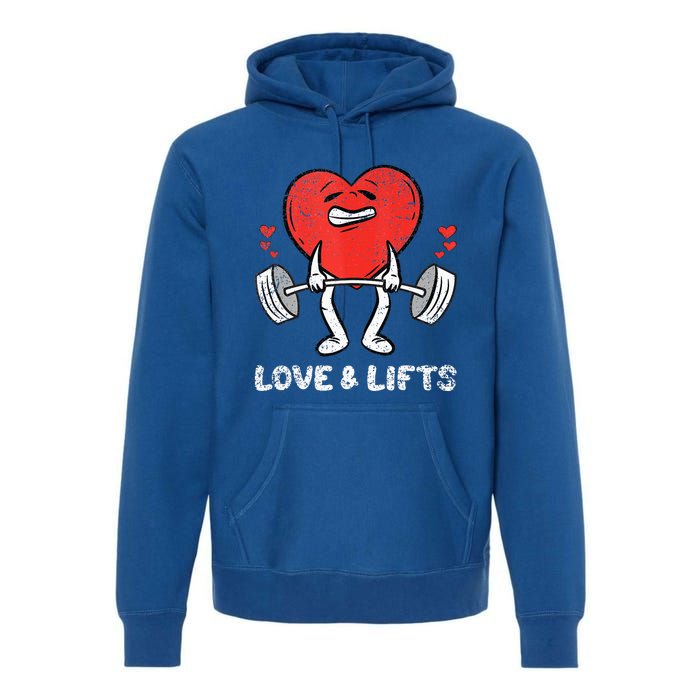 Lifting Heart Valentines Day Love Fitness Gym Workout Premium Hoodie