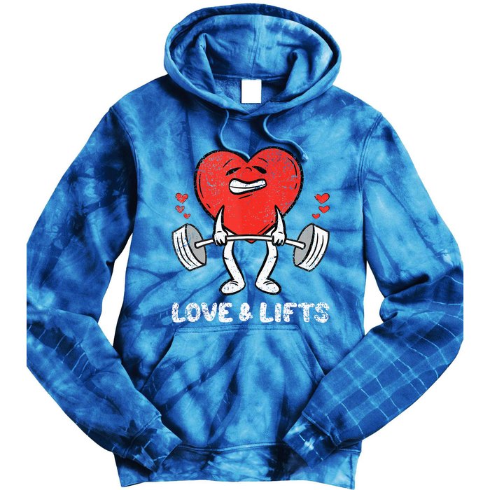 Lifting Heart Valentines Day Love Fitness Gym Workout Tie Dye Hoodie