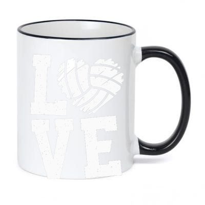 Love Heart Volleyball Team Design for Sport Fans Player 11oz Black Color Changing Mug