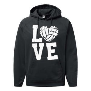 Love Heart Volleyball Team Design for Sport Fans Player Performance Fleece Hoodie