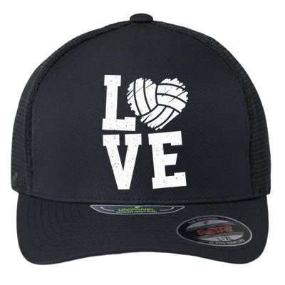 Love Heart Volleyball Team Design for Sport Fans Player Flexfit Unipanel Trucker Cap