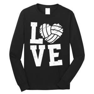 Love Heart Volleyball Team Design for Sport Fans Player Long Sleeve Shirt