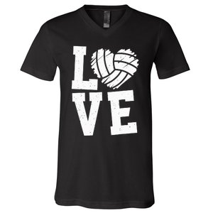 Love Heart Volleyball Team Design for Sport Fans Player V-Neck T-Shirt