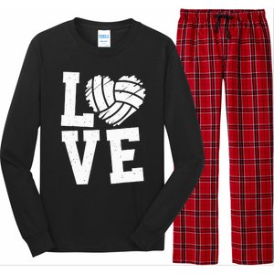 Love Heart Volleyball Team Design for Sport Fans Player Long Sleeve Pajama Set