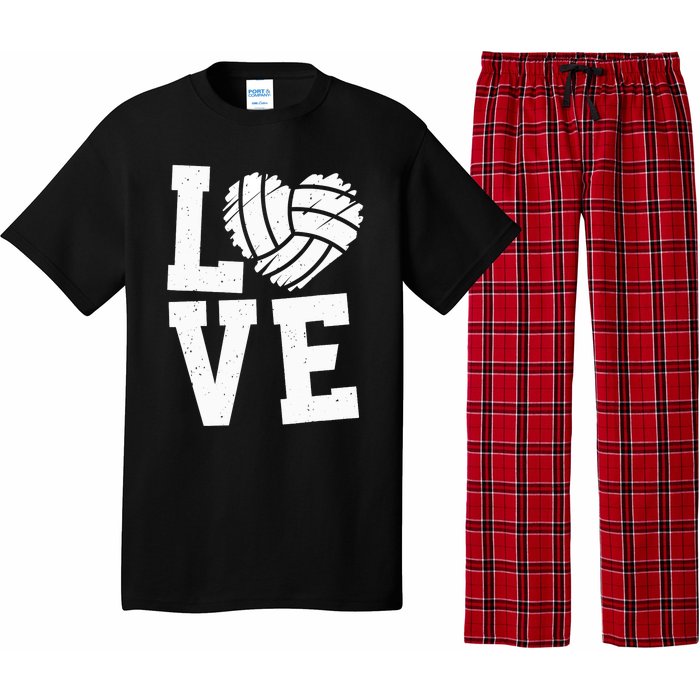 Love Heart Volleyball Team Design for Sport Fans Player Pajama Set