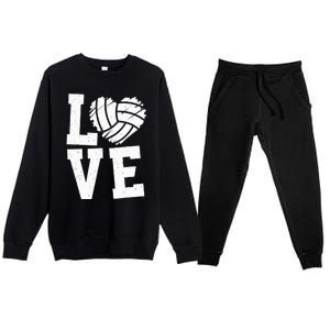 Love Heart Volleyball Team Design for Sport Fans Player Premium Crewneck Sweatsuit Set