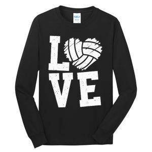 Love Heart Volleyball Team Design for Sport Fans Player Tall Long Sleeve T-Shirt