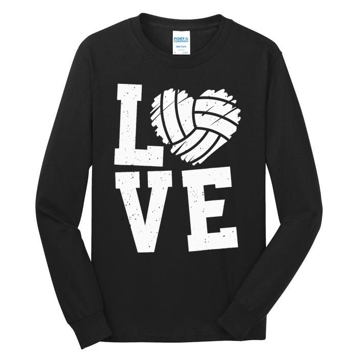 Love Heart Volleyball Team Design for Sport Fans Player Tall Long Sleeve T-Shirt