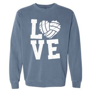 Love Heart Volleyball Team Design for Sport Fans Player Garment-Dyed Sweatshirt