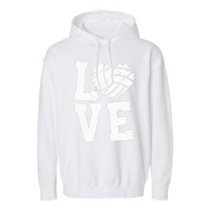 Love Heart Volleyball Team Design for Sport Fans Player Garment-Dyed Fleece Hoodie