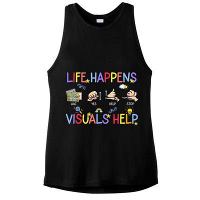 Life Happens Visuals Help ACC Special Education Teacher Ladies PosiCharge Tri-Blend Wicking Tank